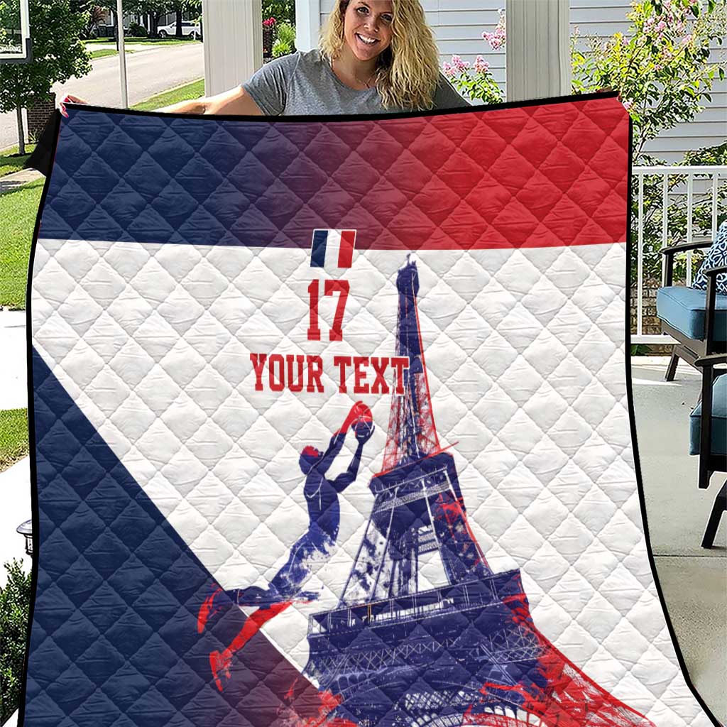 Custom France Basketball Quilt Eiffel Tower Sporty Style