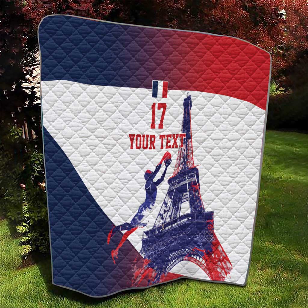 Custom France Basketball Quilt Eiffel Tower Sporty Style