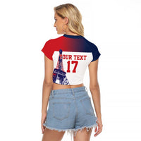 Custom France Basketball Raglan Cropped T Shirt Eiffel Tower Sporty Style