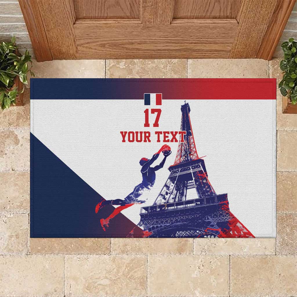 Custom France Basketball Rubber Doormat Eiffel Tower Sporty Style