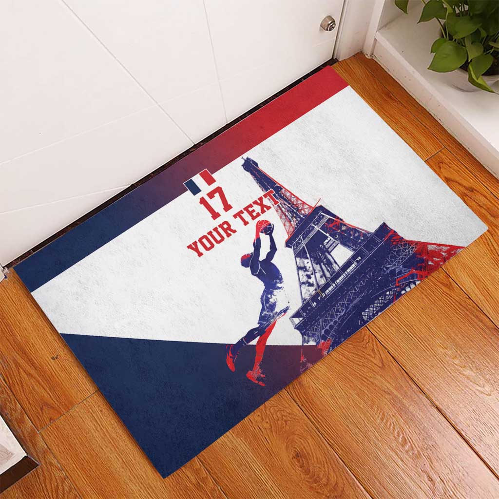 Custom France Basketball Rubber Doormat Eiffel Tower Sporty Style