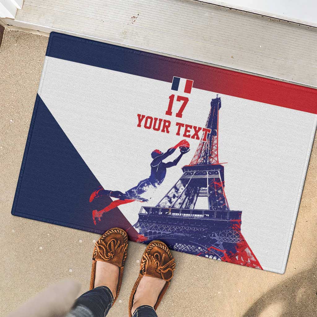Custom France Basketball Rubber Doormat Eiffel Tower Sporty Style