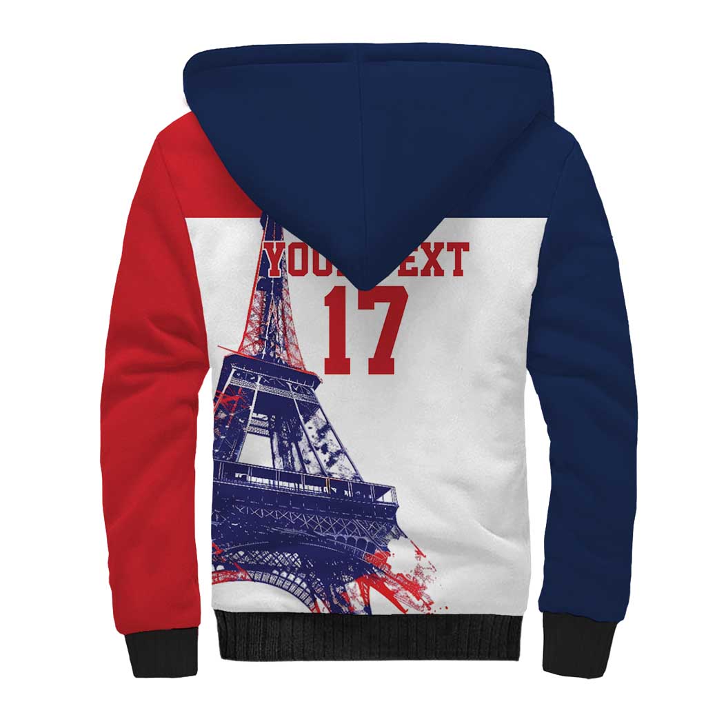 Custom France Basketball Sherpa Hoodie Eiffel Tower Sporty Style