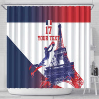 Custom France Basketball Shower Curtain Eiffel Tower Sporty Style