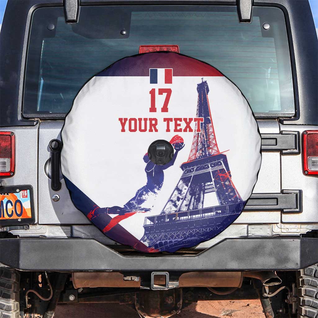 Custom France Basketball Spare Tire Cover Eiffel Tower Sporty Style
