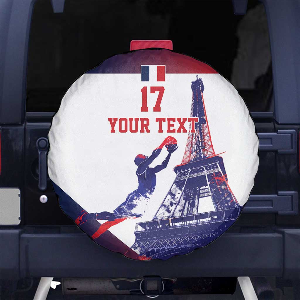 Custom France Basketball Spare Tire Cover Eiffel Tower Sporty Style