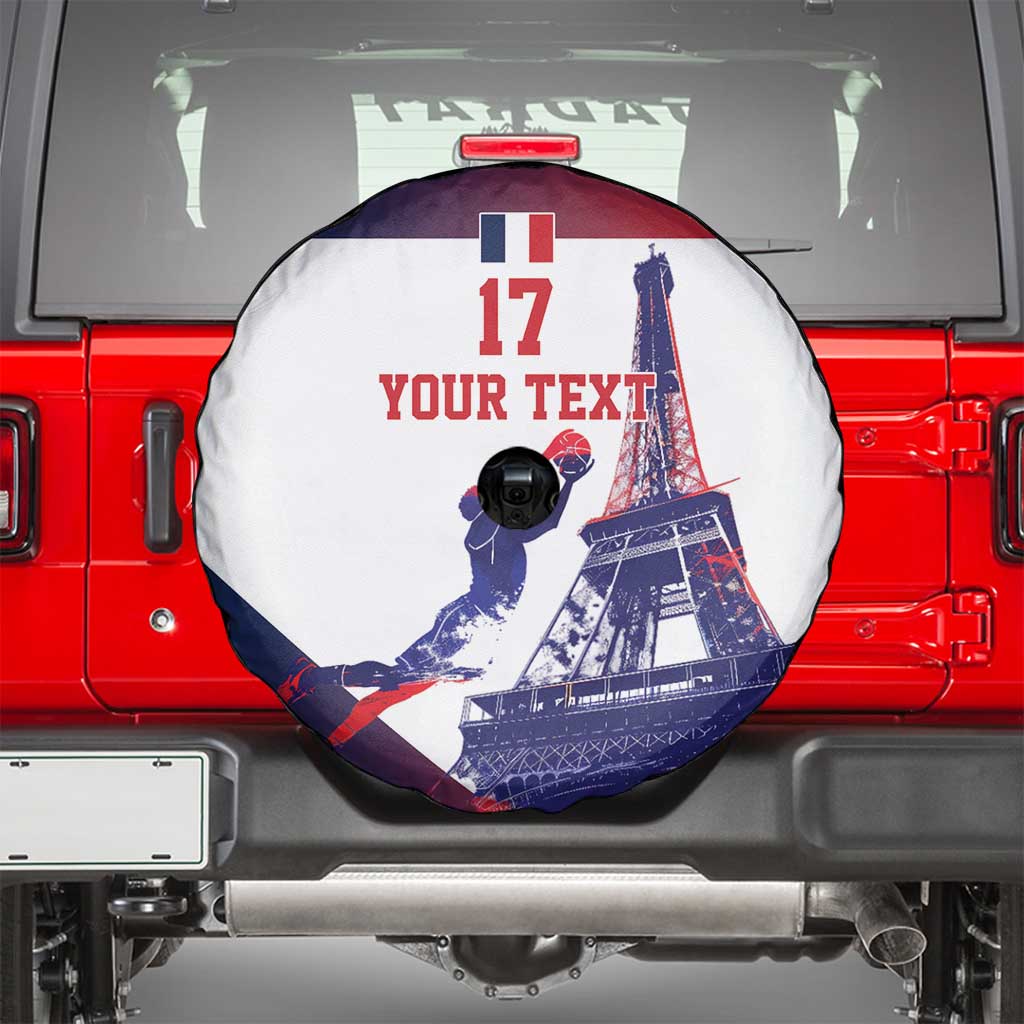 Custom France Basketball Spare Tire Cover Eiffel Tower Sporty Style