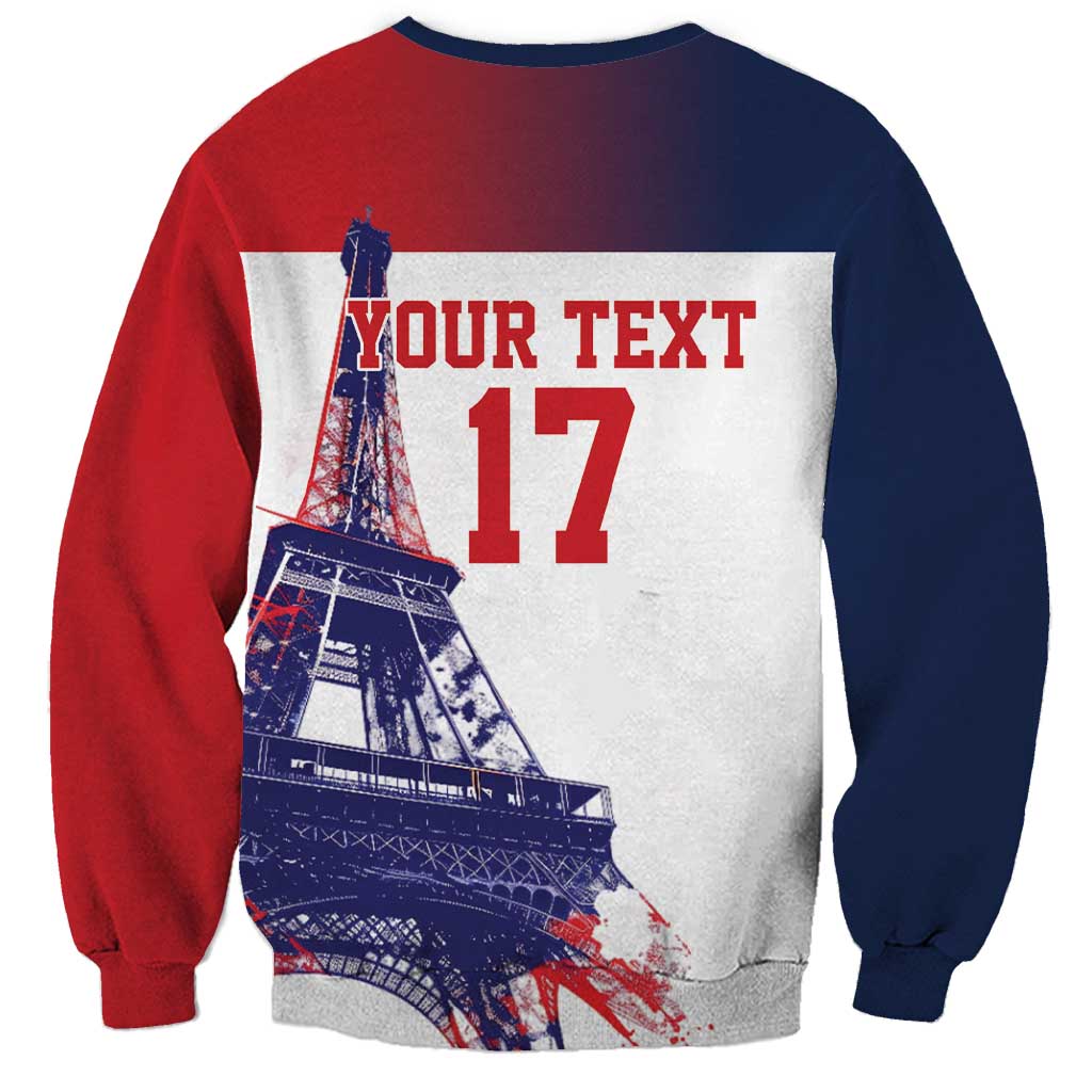 Custom France Basketball Sweatshirt Eiffel Tower Sporty Style