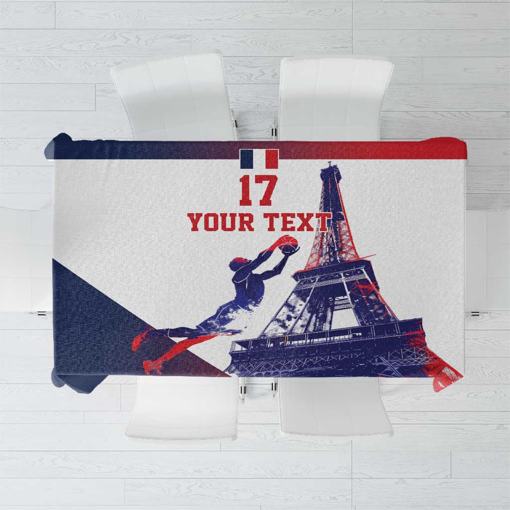 Custom France Basketball Tablecloth Eiffel Tower Sporty Style