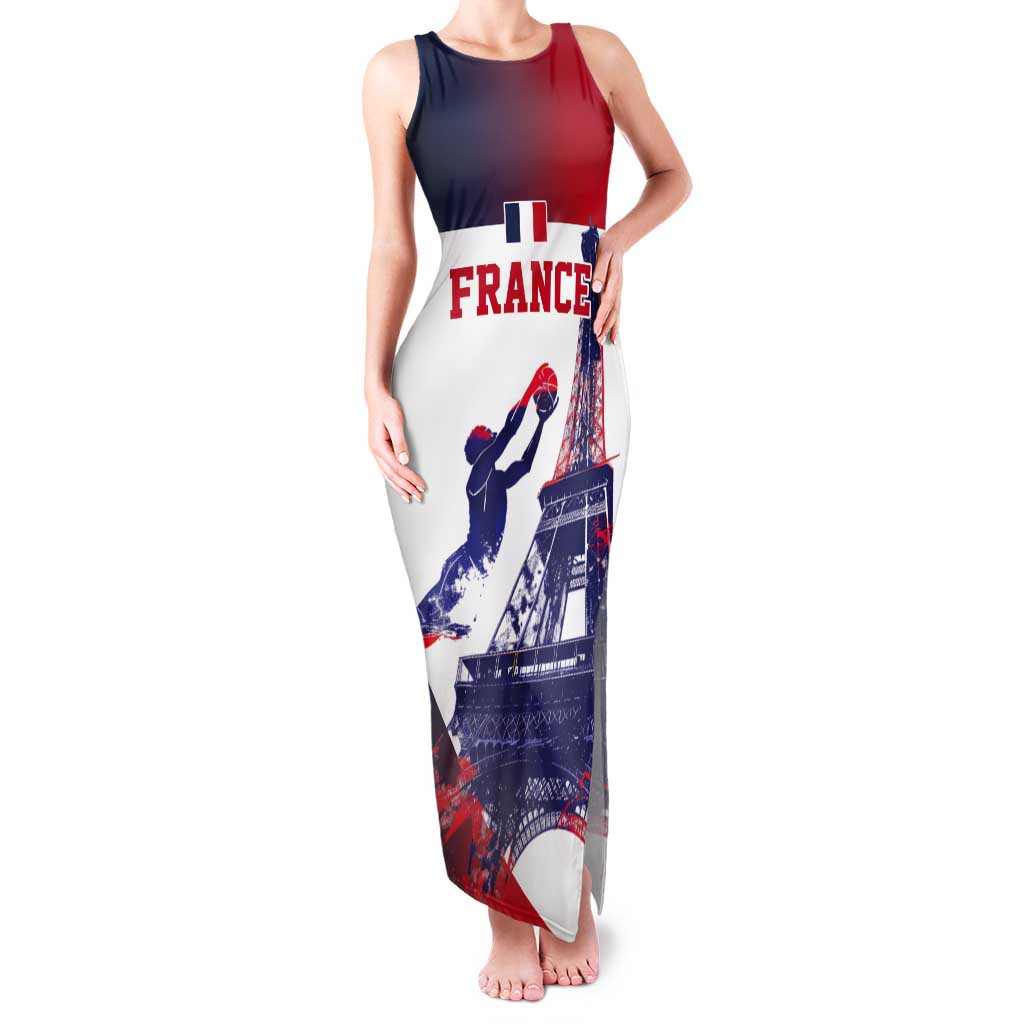 Custom France Basketball Tank Maxi Dress Eiffel Tower Sporty Style