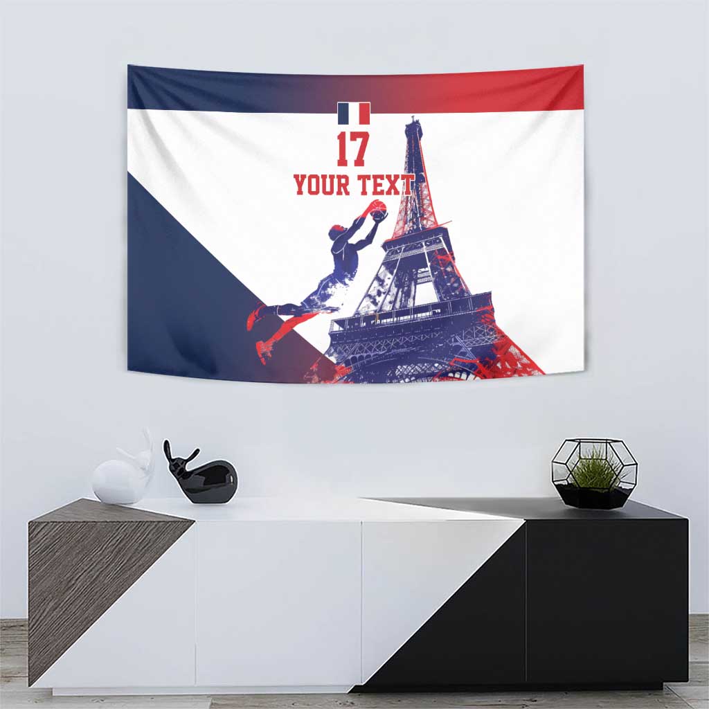 Custom France Basketball Tapestry Eiffel Tower Sporty Style