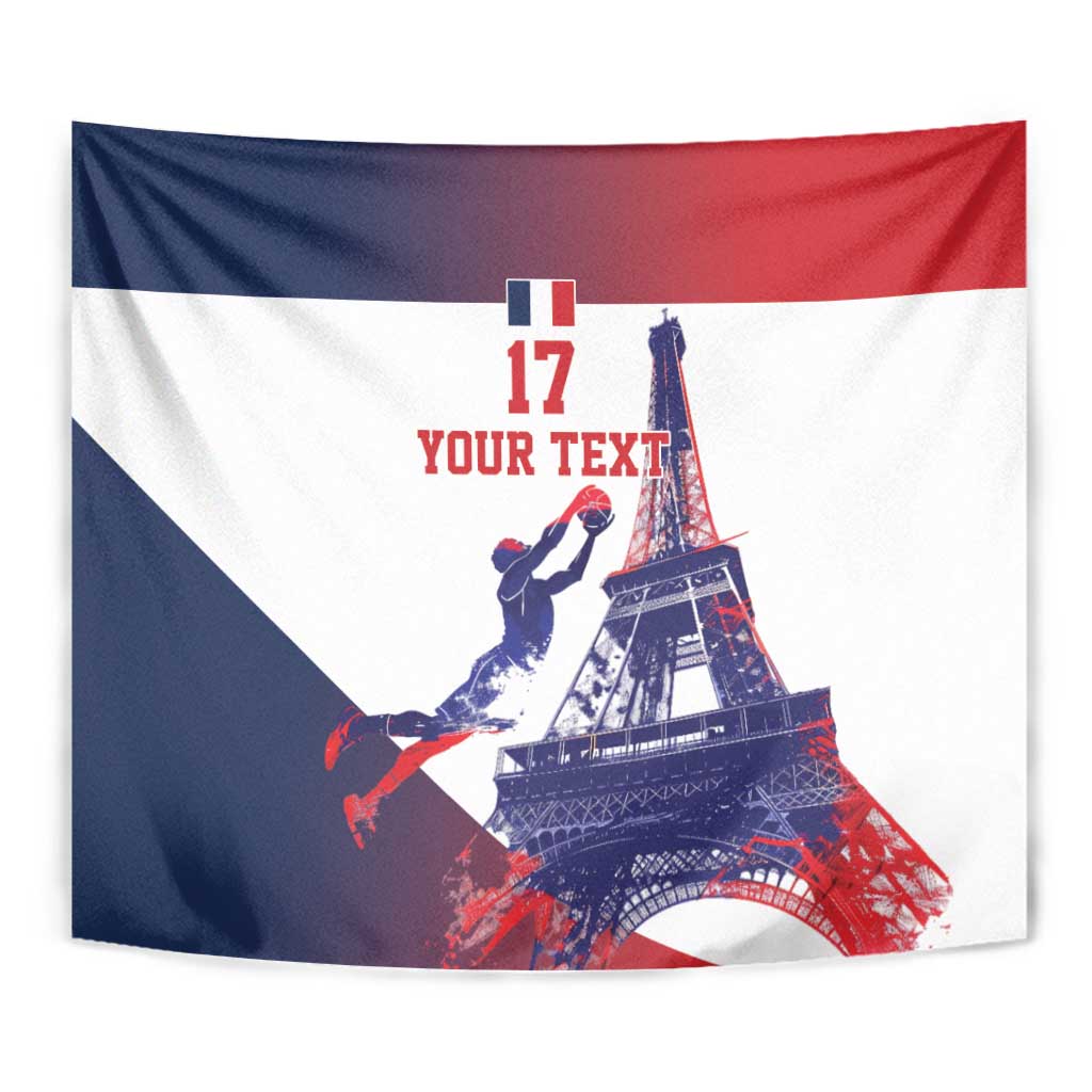 Custom France Basketball Tapestry Eiffel Tower Sporty Style