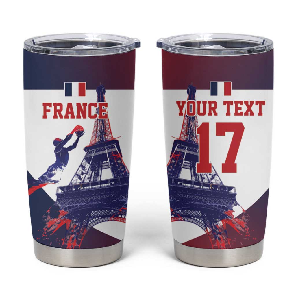 Custom France Basketball Tumbler Cup Eiffel Tower Sporty Style