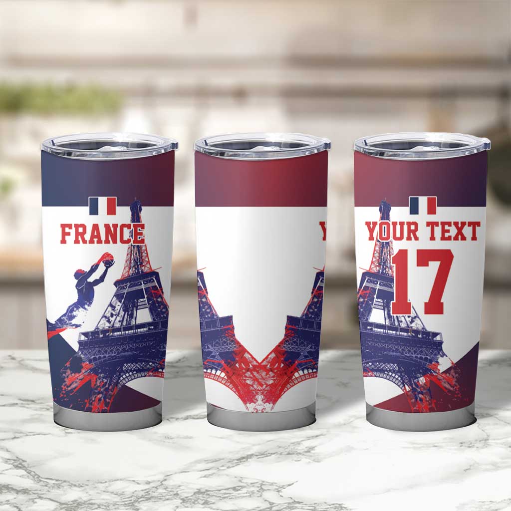 Custom France Basketball Tumbler Cup Eiffel Tower Sporty Style
