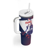 Custom France Basketball Tumbler With Handle Eiffel Tower Sporty Style