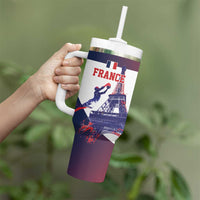 Custom France Basketball Tumbler With Handle Eiffel Tower Sporty Style