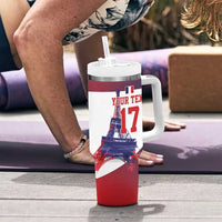 Custom France Basketball Tumbler With Handle Eiffel Tower Sporty Style