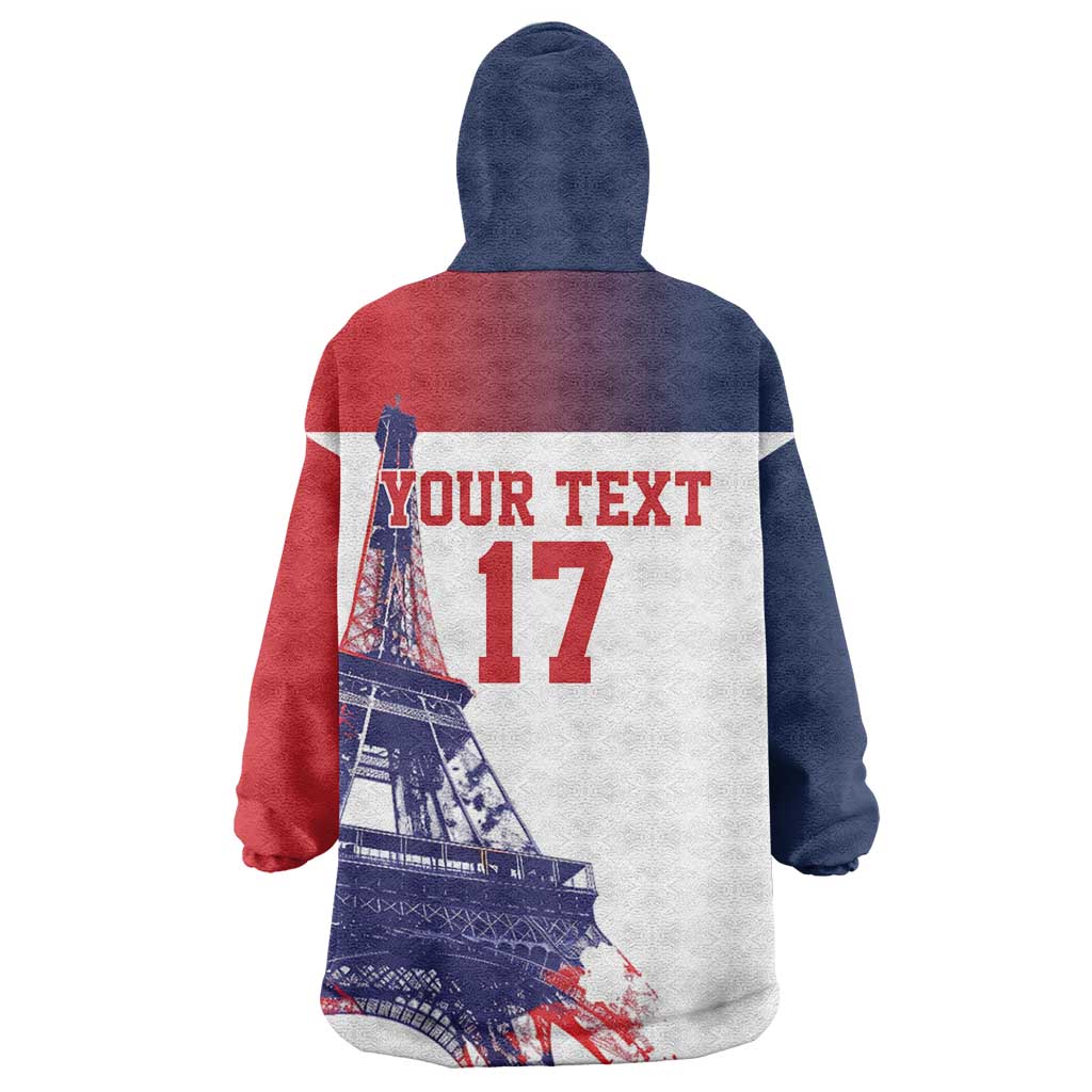 Custom France Basketball Wearable Blanket Hoodie Eiffel Tower Sporty Style