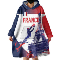 Custom France Basketball Wearable Blanket Hoodie Eiffel Tower Sporty Style