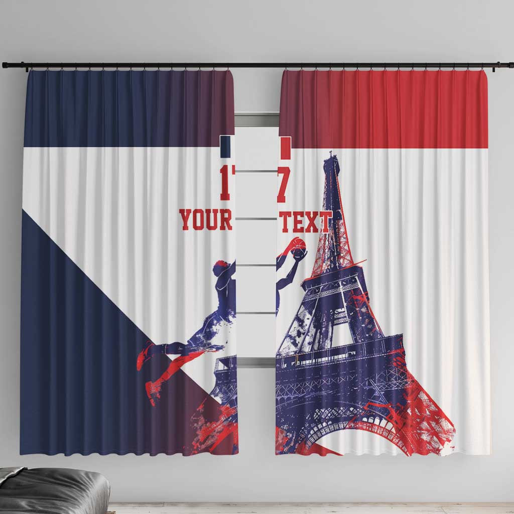 Custom France Basketball Window Curtain Eiffel Tower Sporty Style