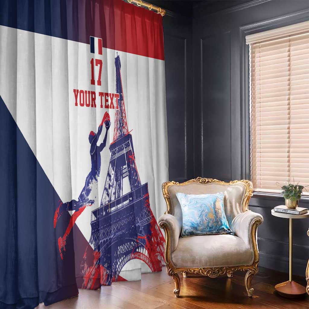 Custom France Basketball Window Curtain Eiffel Tower Sporty Style