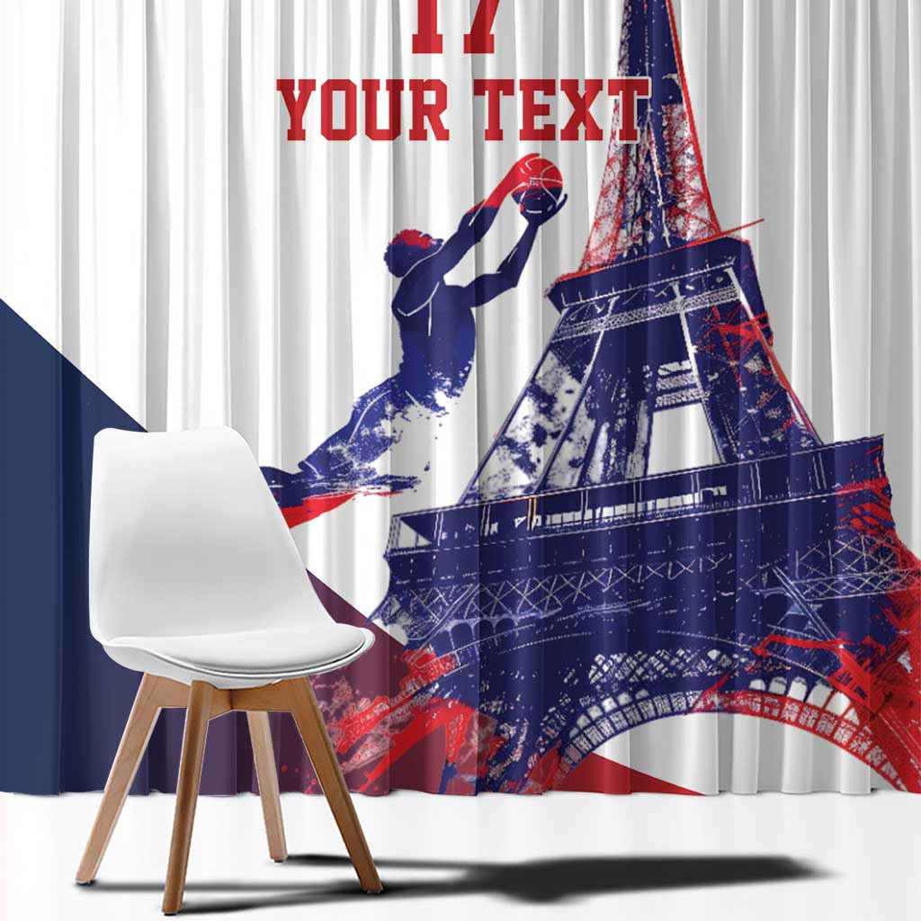 Custom France Basketball Window Curtain Eiffel Tower Sporty Style