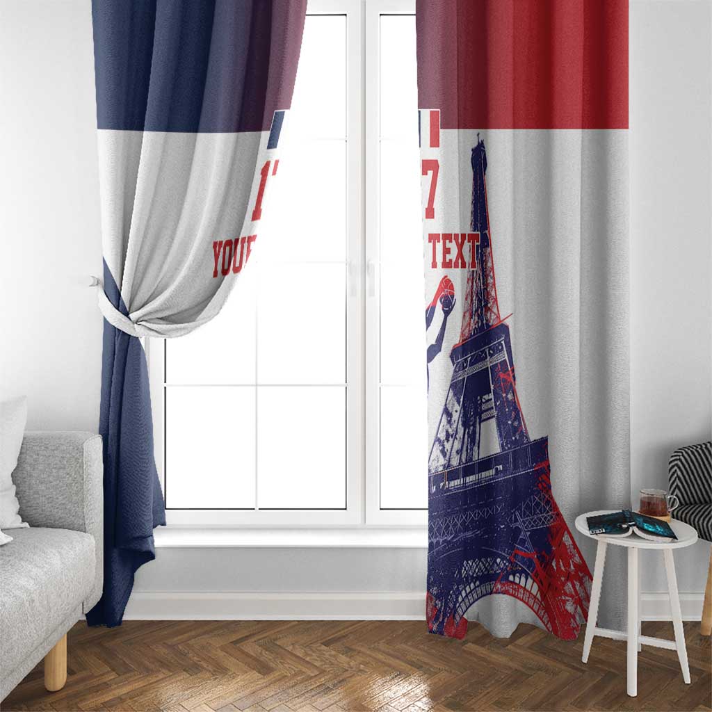 Custom France Basketball Window Curtain Eiffel Tower Sporty Style