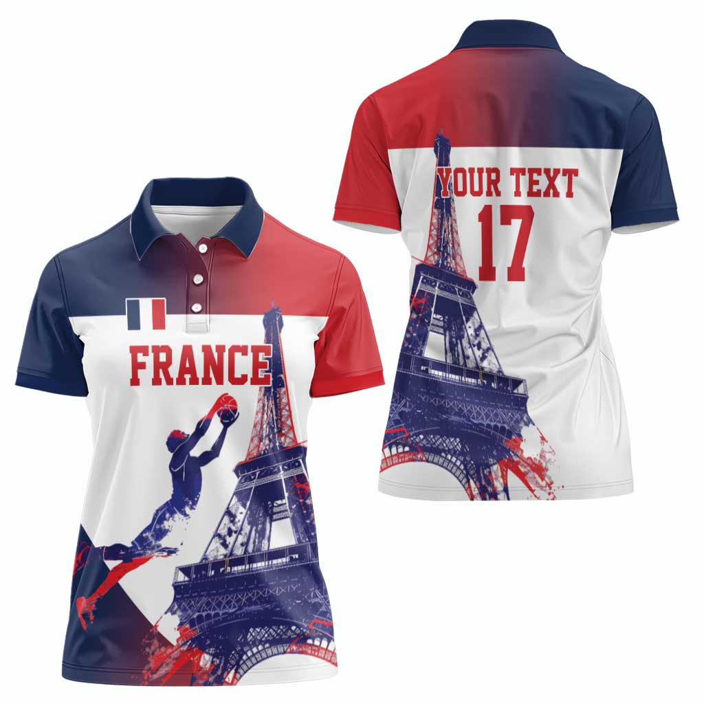 Custom France Basketball Women Polo Shirt Eiffel Tower Sporty Style