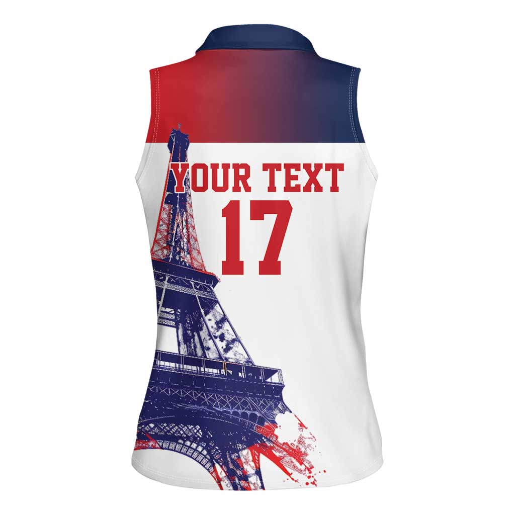 Custom France Basketball Women Sleeveless Polo Shirt Eiffel Tower Sporty Style