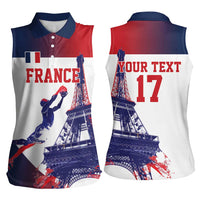 Custom France Basketball Women Sleeveless Polo Shirt Eiffel Tower Sporty Style