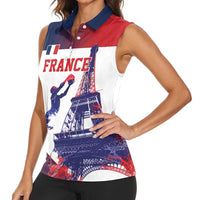Custom France Basketball Women Sleeveless Polo Shirt Eiffel Tower Sporty Style