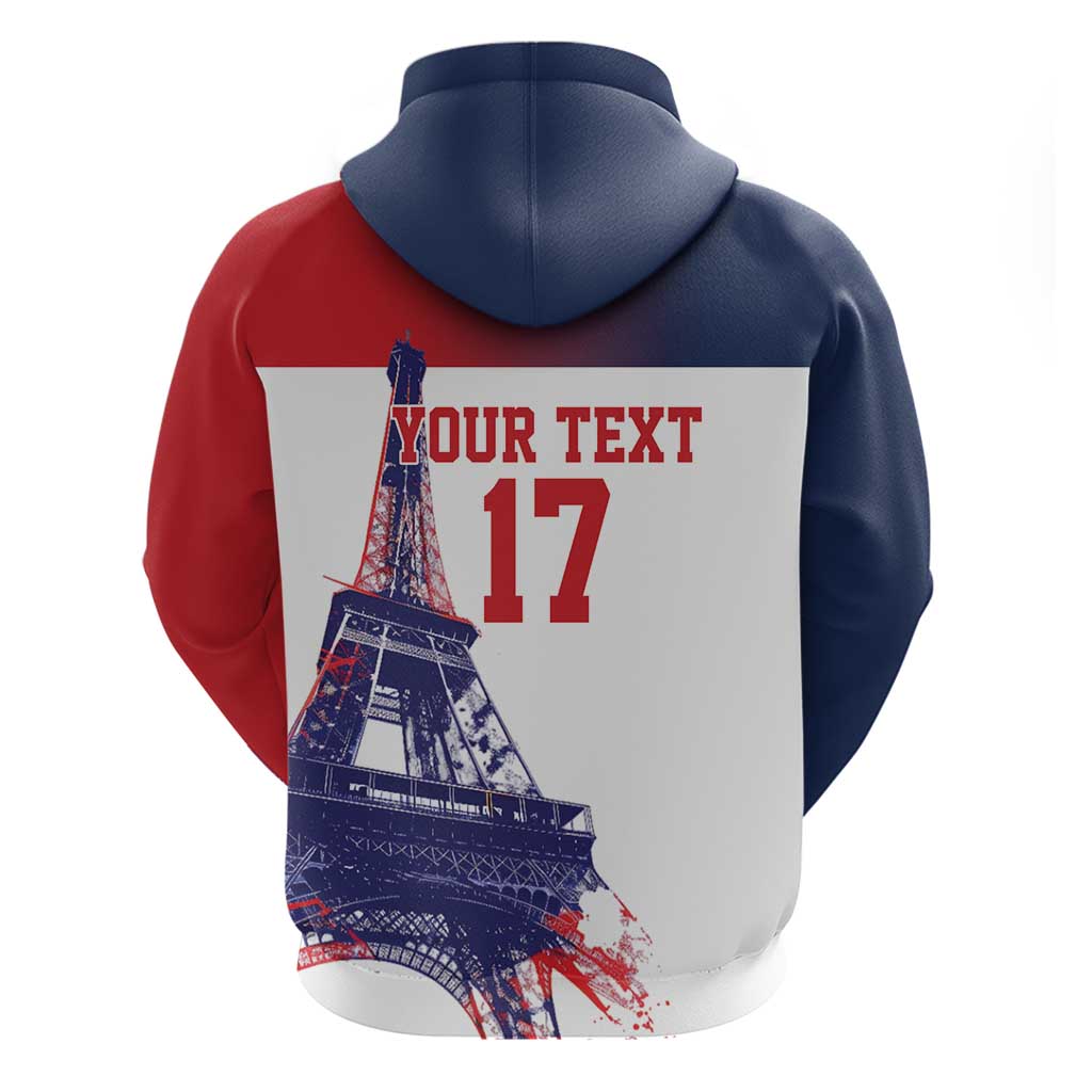 Custom France Basketball Zip Hoodie Eiffel Tower Sporty Style