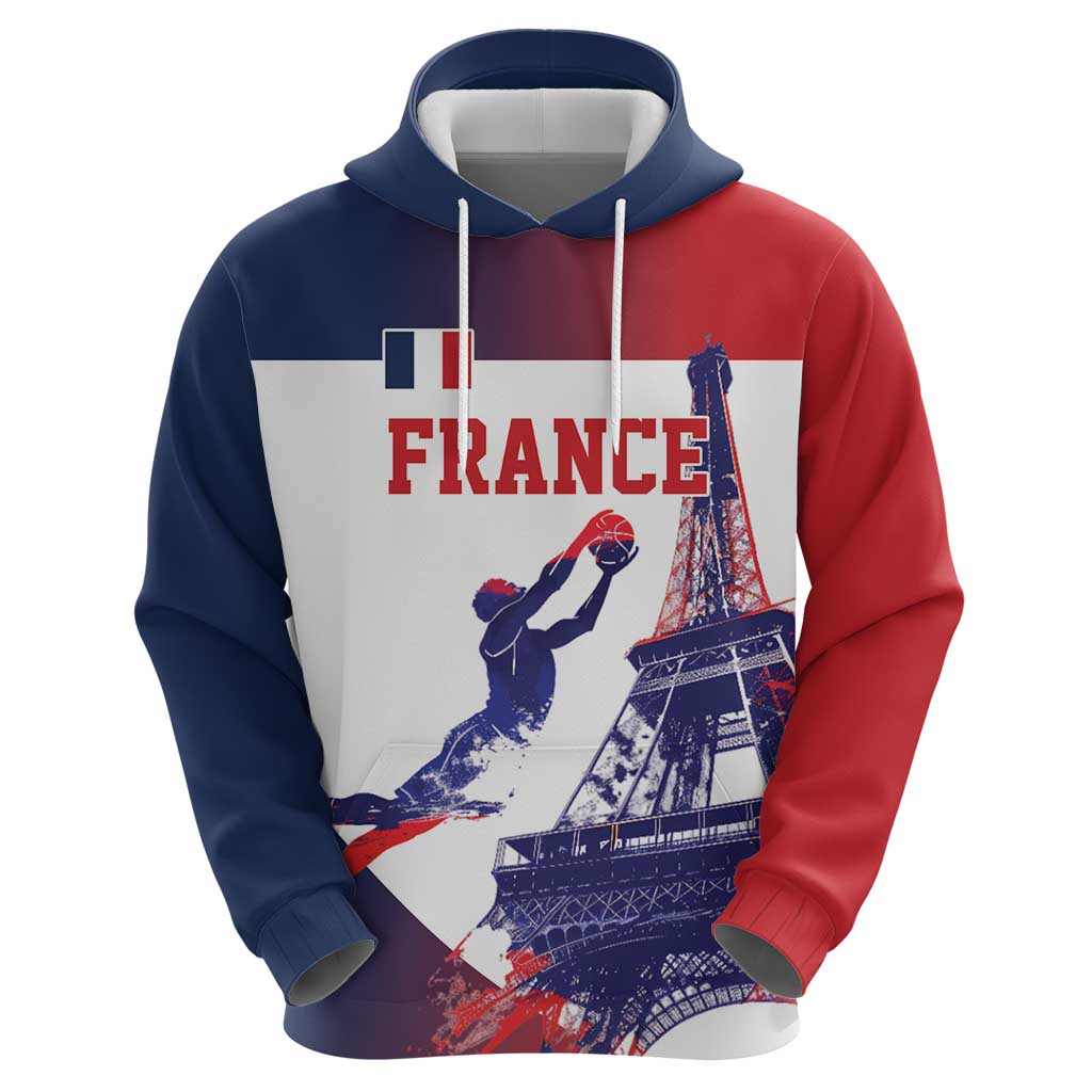 Custom France Basketball Zip Hoodie Eiffel Tower Sporty Style