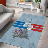 Personalized Fance Le 14 Juillet Area Rug Eiffel Tower with Iris Flower