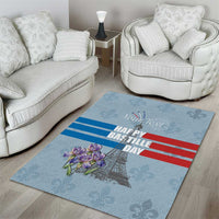 Personalized Fance Le 14 Juillet Area Rug Eiffel Tower with Iris Flower