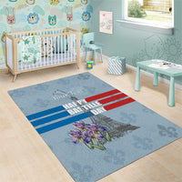 Personalized Fance Le 14 Juillet Area Rug Eiffel Tower with Iris Flower