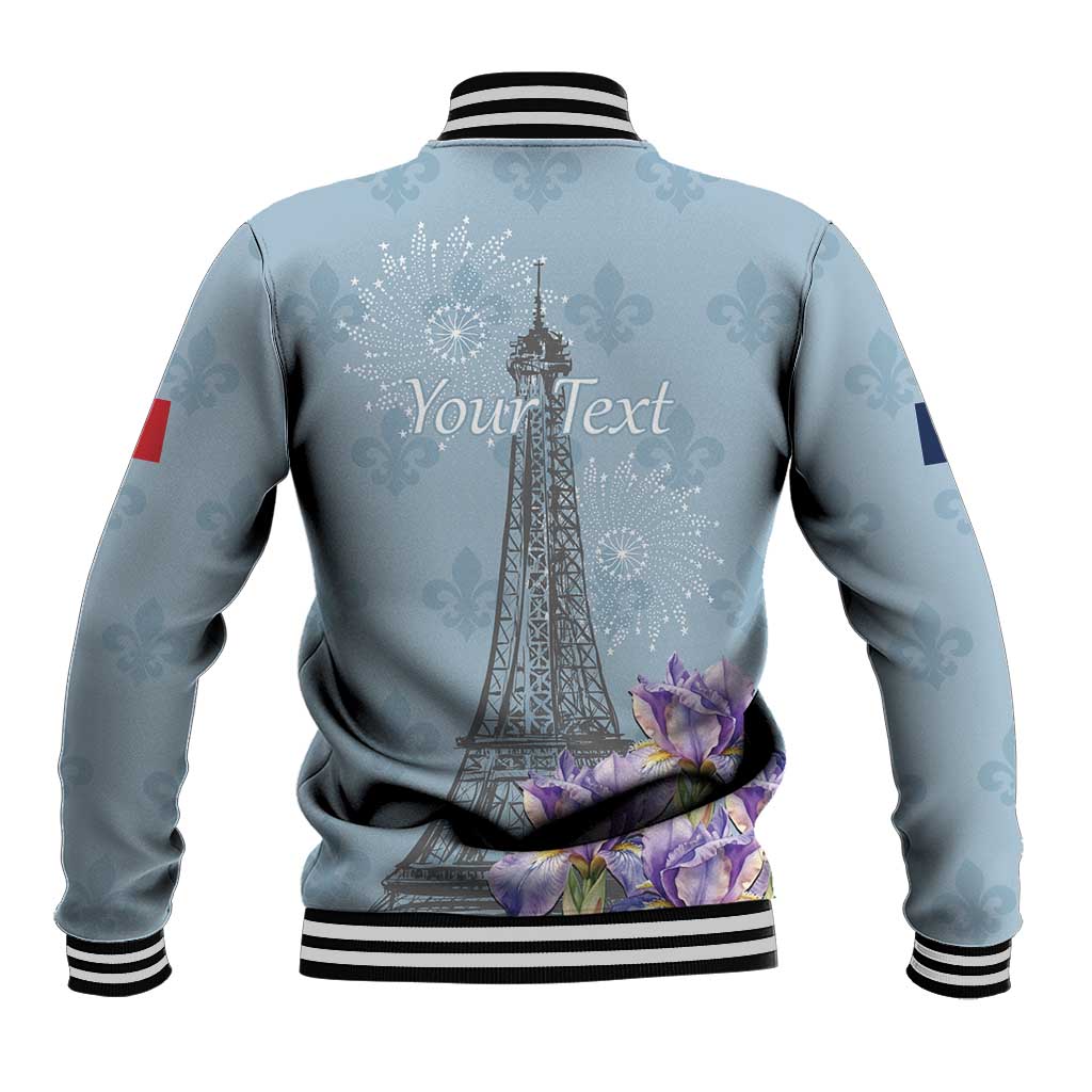 Personalized Fance Le 14 Juillet Baseball Jacket Eiffel Tower with Iris Flower