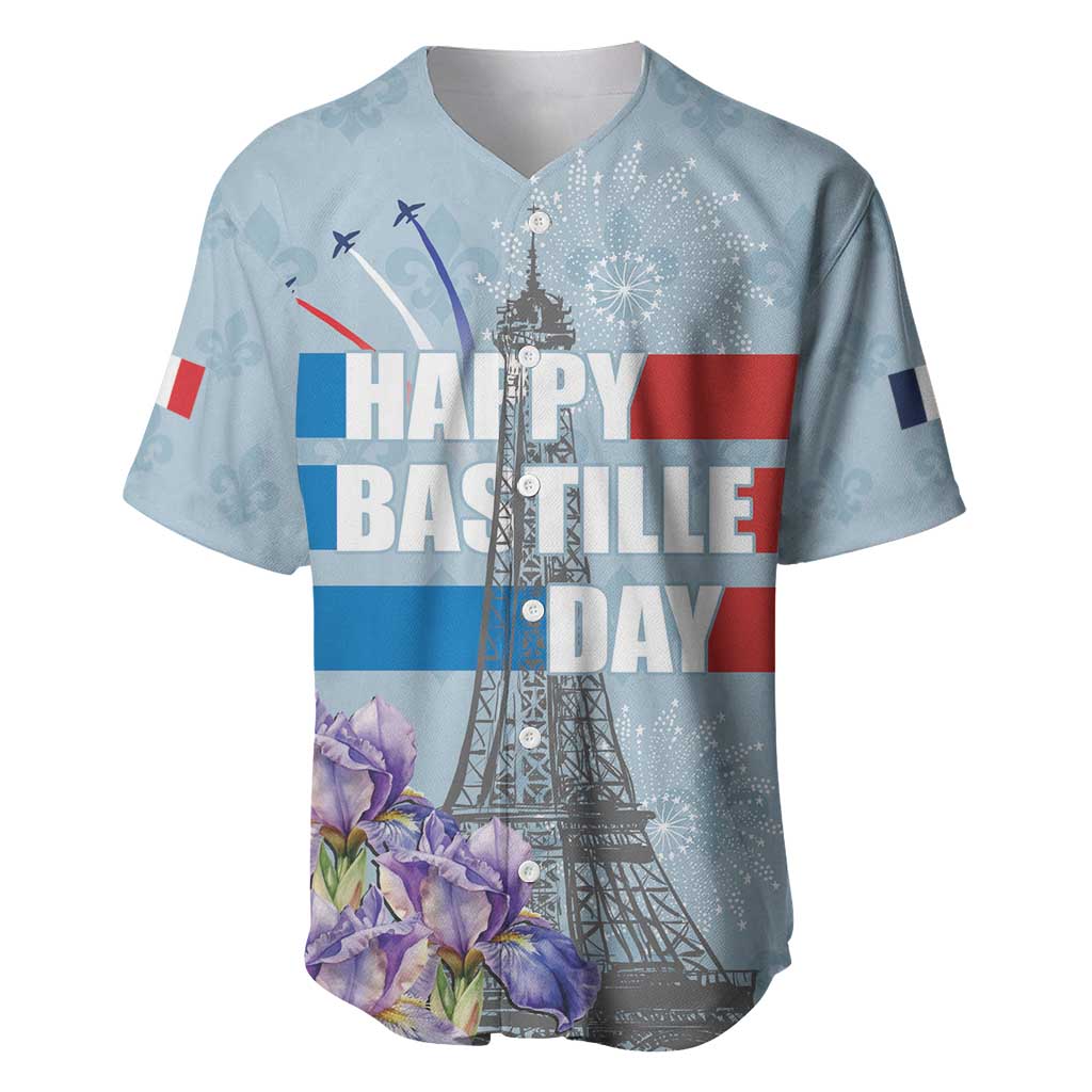 Personalized Fance Le 14 Juillet Baseball Jersey Eiffel Tower with Iris Flower