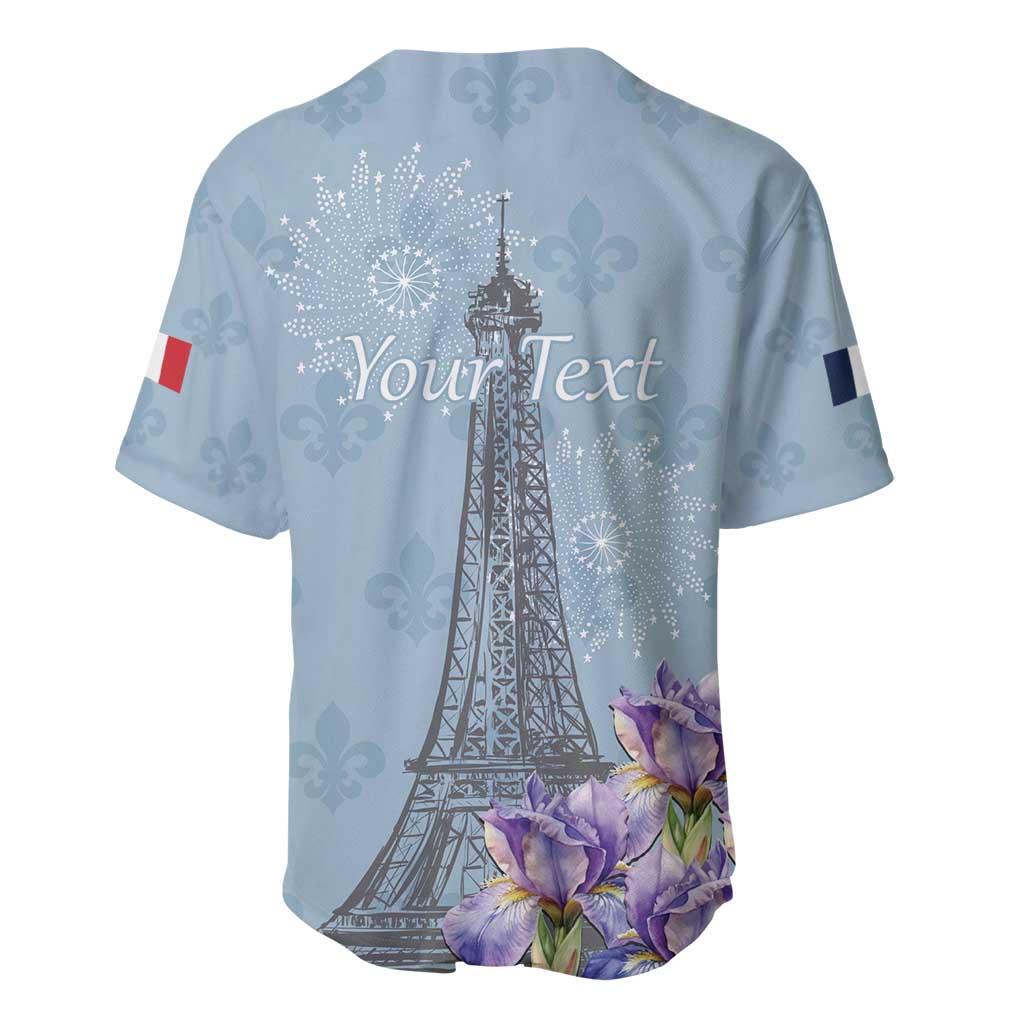 Personalized Fance Le 14 Juillet Baseball Jersey Eiffel Tower with Iris Flower