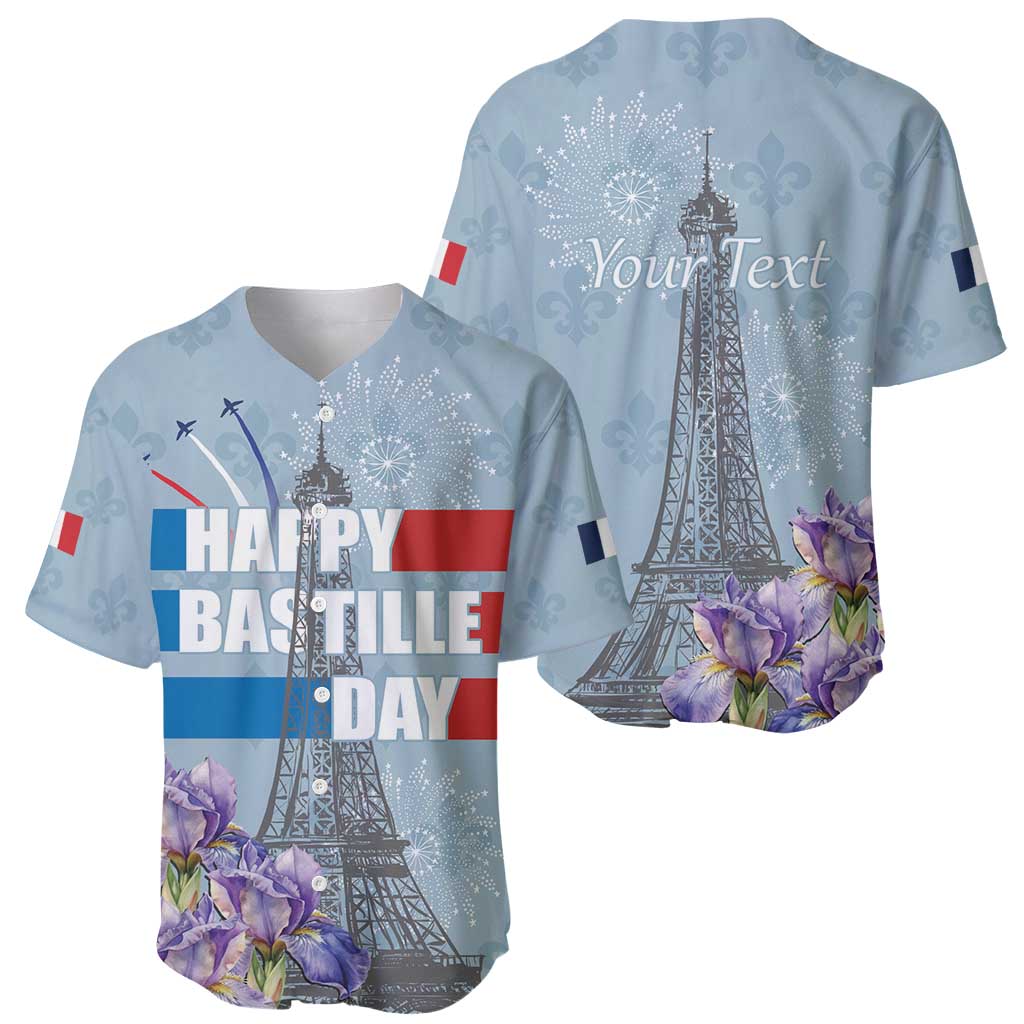 Personalized Fance Le 14 Juillet Baseball Jersey Eiffel Tower with Iris Flower
