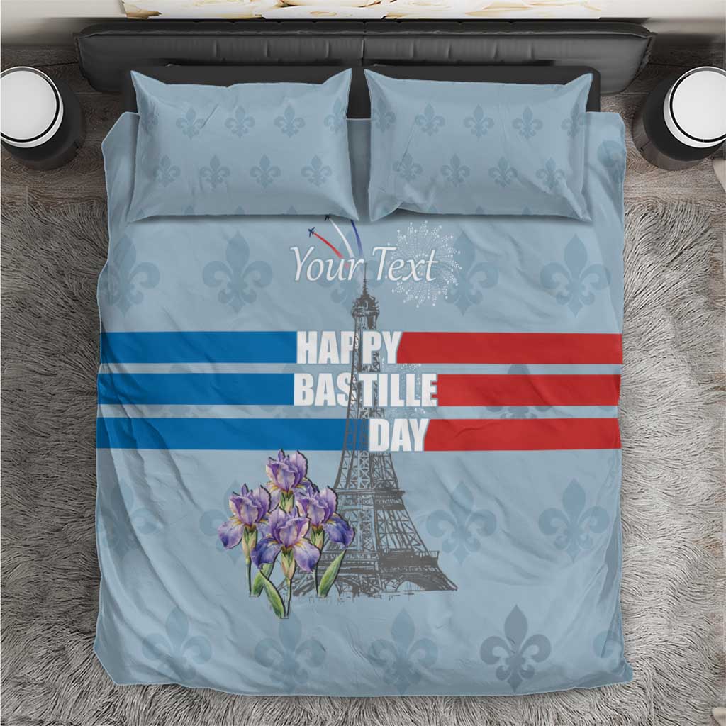 Personalized Fance Le 14 Juillet Bedding Set Eiffel Tower with Iris Flower