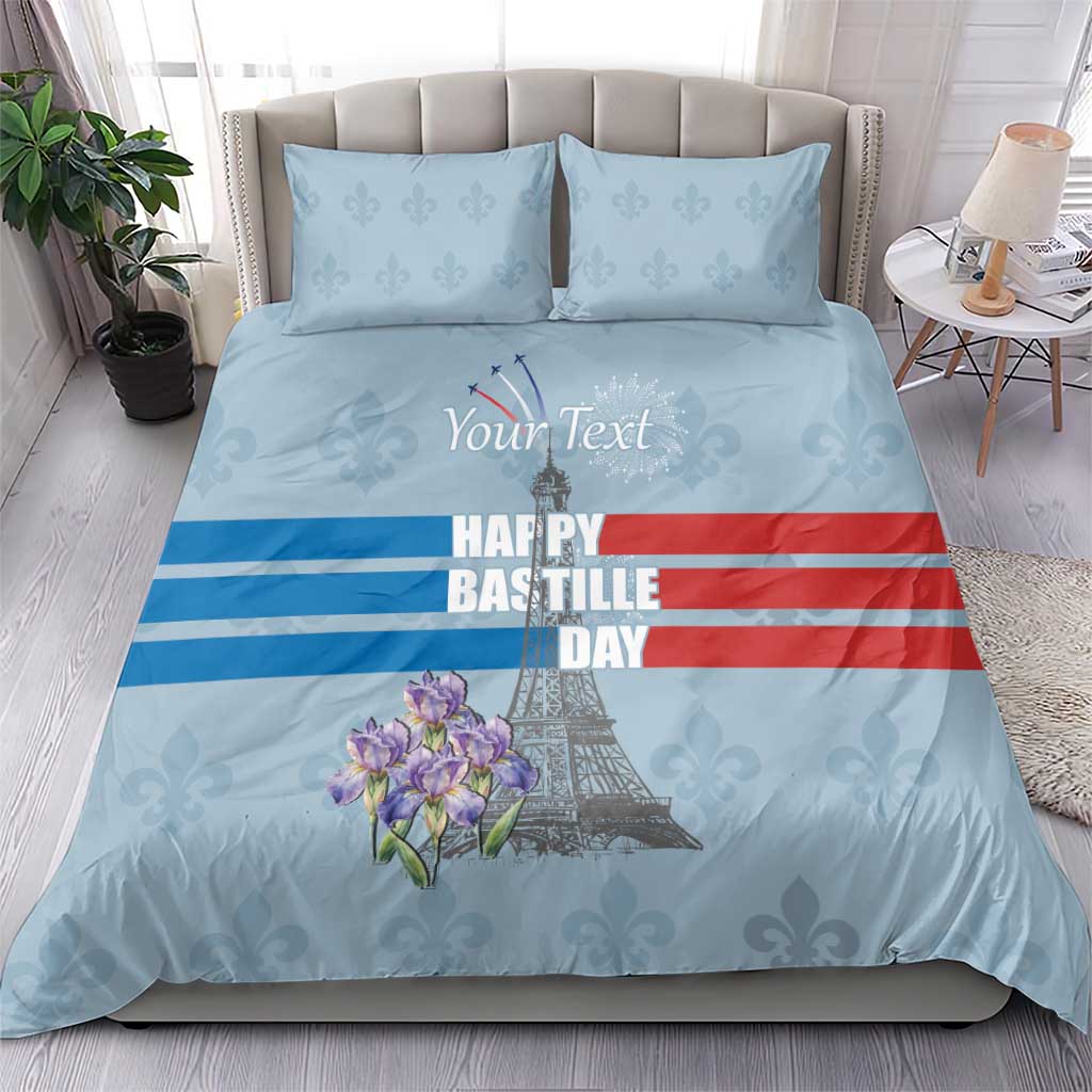 Personalized Fance Le 14 Juillet Bedding Set Eiffel Tower with Iris Flower