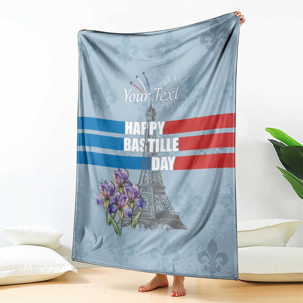 Personalized Fance Le 14 Juillet Blanket Eiffel Tower with Iris Flower
