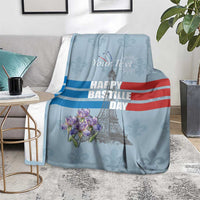 Personalized Fance Le 14 Juillet Blanket Eiffel Tower with Iris Flower