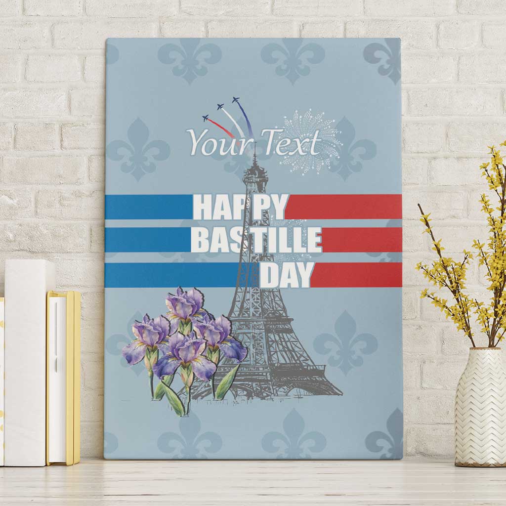 Personalized Fance Le 14 Juillet Canvas Wall Art Eiffel Tower with Iris Flower