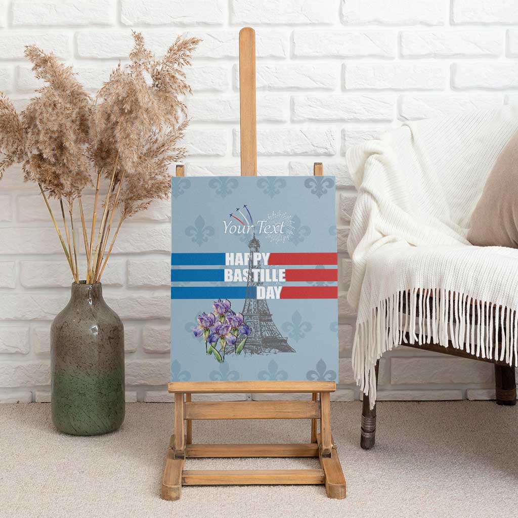 Personalized Fance Le 14 Juillet Canvas Wall Art Eiffel Tower with Iris Flower