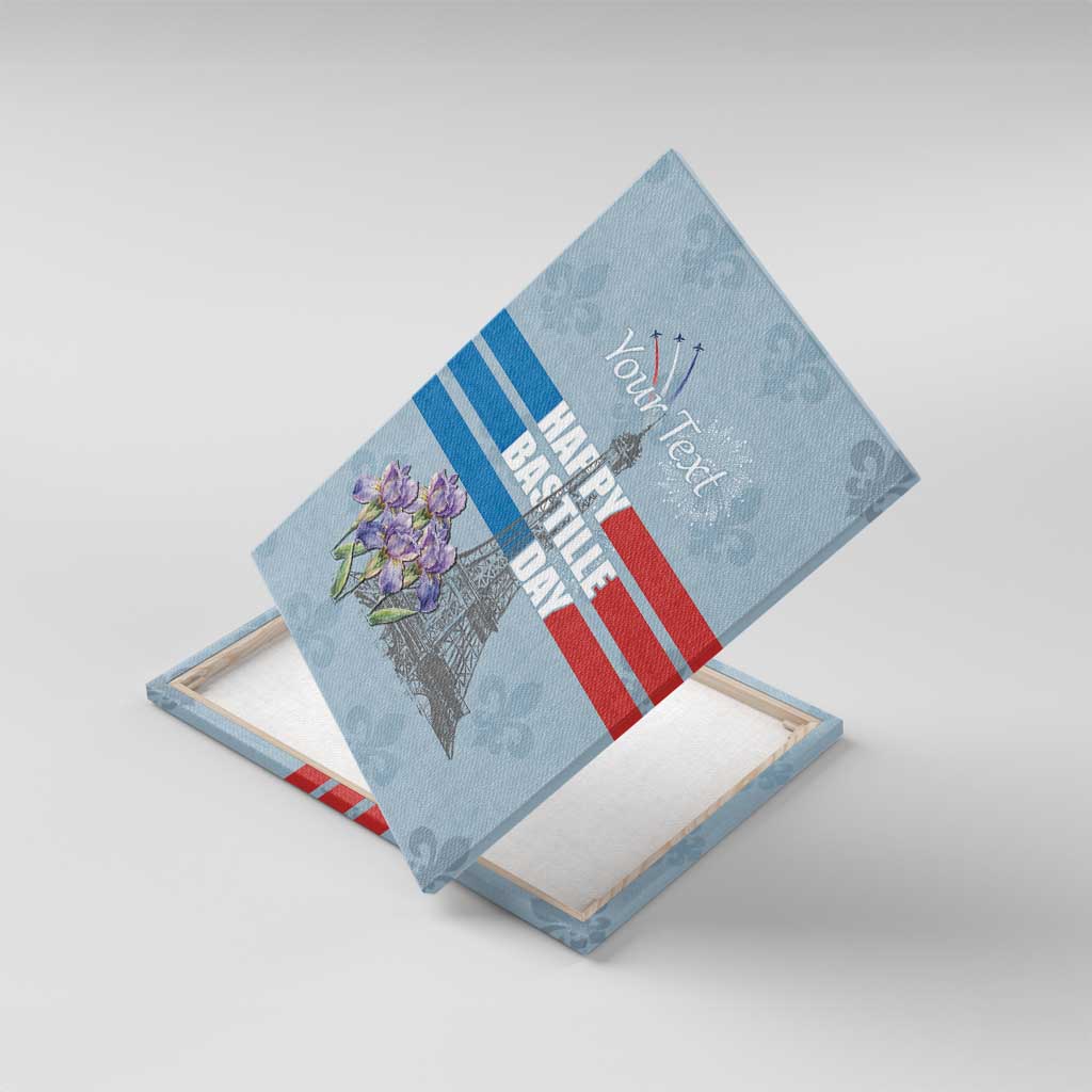 Personalized Fance Le 14 Juillet Canvas Wall Art Eiffel Tower with Iris Flower