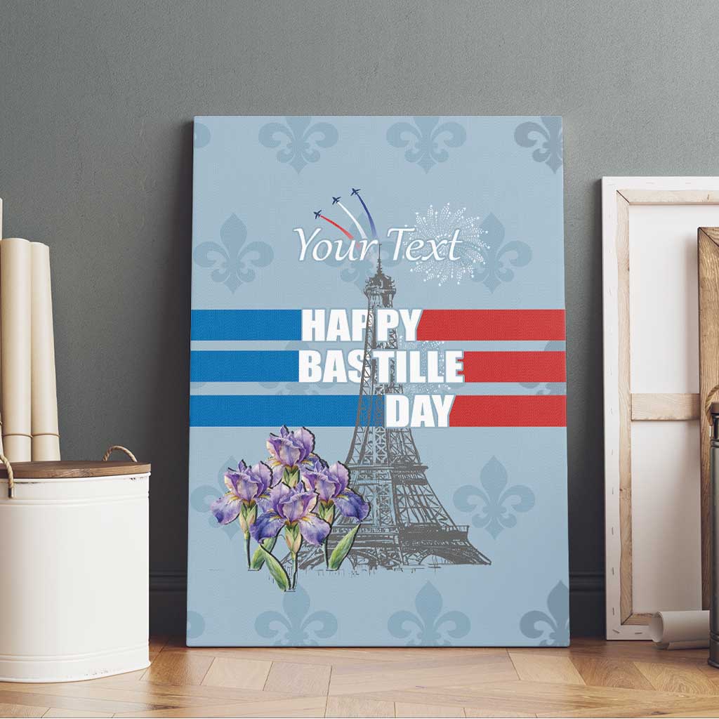 Personalized Fance Le 14 Juillet Canvas Wall Art Eiffel Tower with Iris Flower