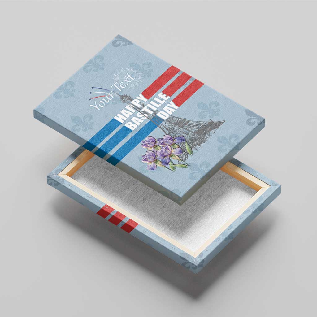 Personalized Fance Le 14 Juillet Canvas Wall Art Eiffel Tower with Iris Flower