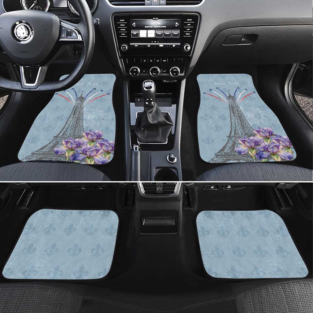 Personalized Fance Le 14 Juillet Car Mats Eiffel Tower with Iris Flower